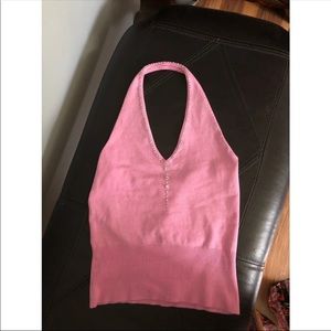 Boujee Barbie Pink Halter Top W Diamonds